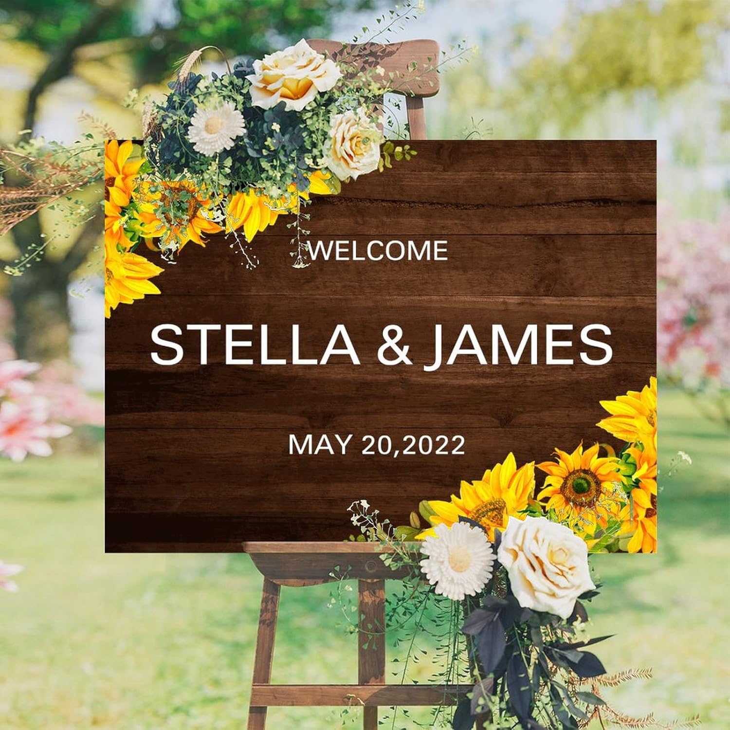 Alioyoit Wedding Welcome Sign with Sunflowers 1