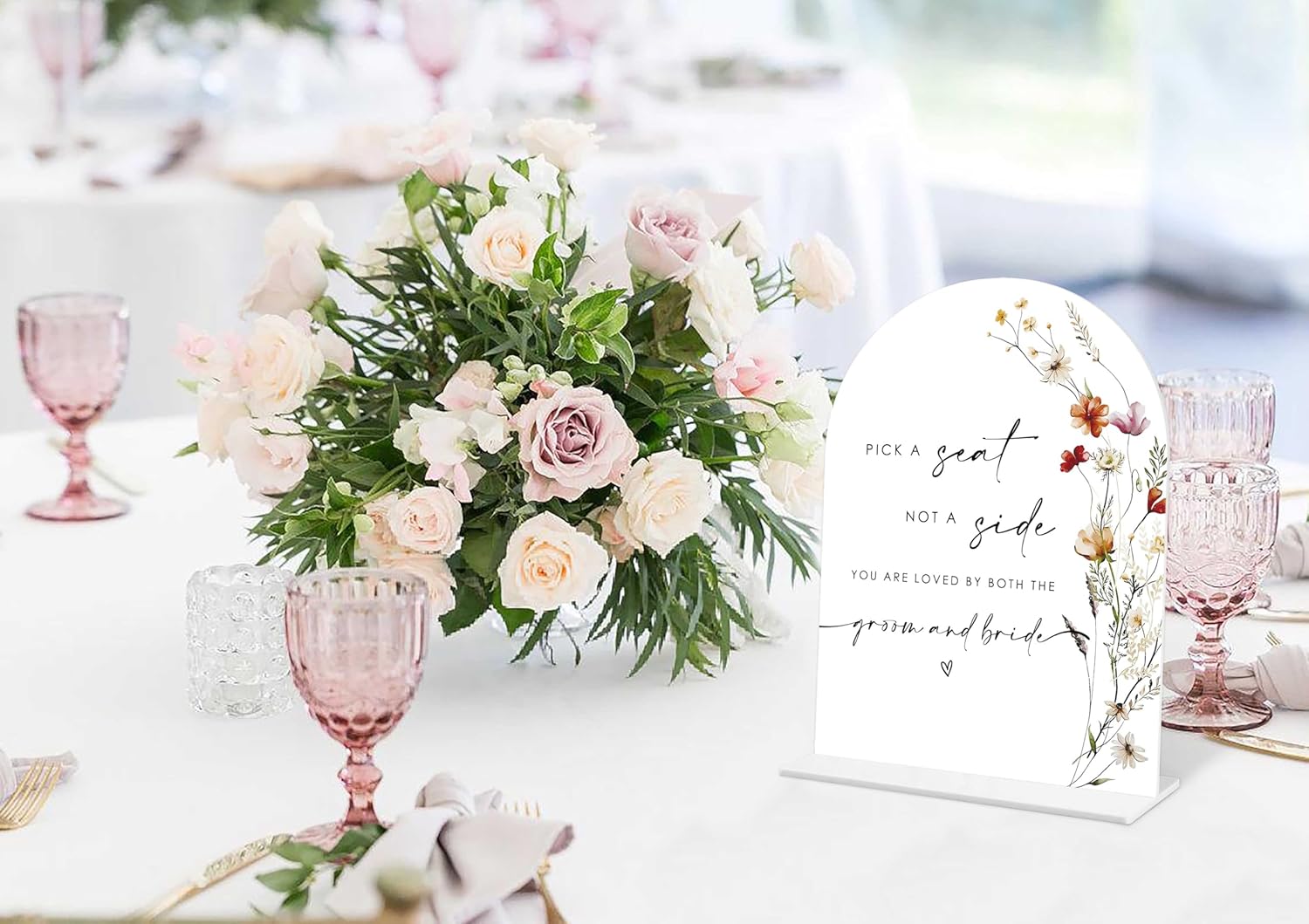 Boho Floral Pick a Seat Not a Side Wedding Sign
