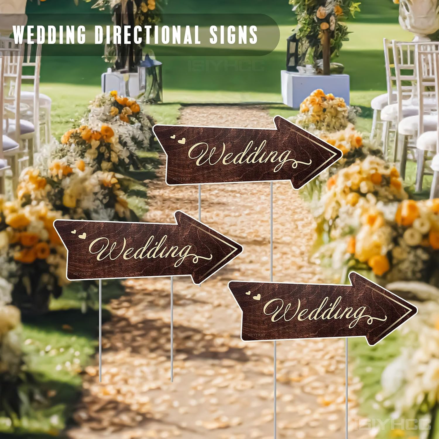 9-Piece Wedding This Way Sign Kit with Stakes