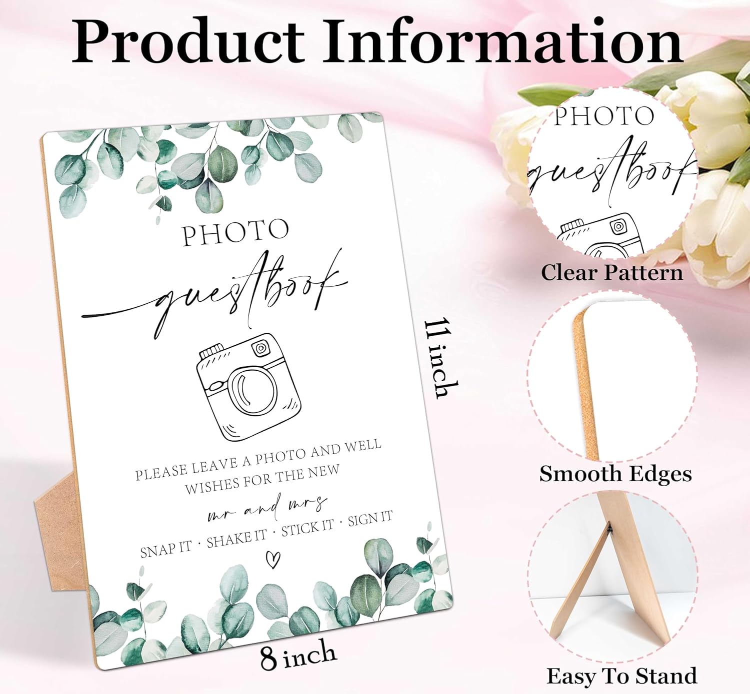 Photo Guestbook Sign Greenery Wedding Ceremony LD24