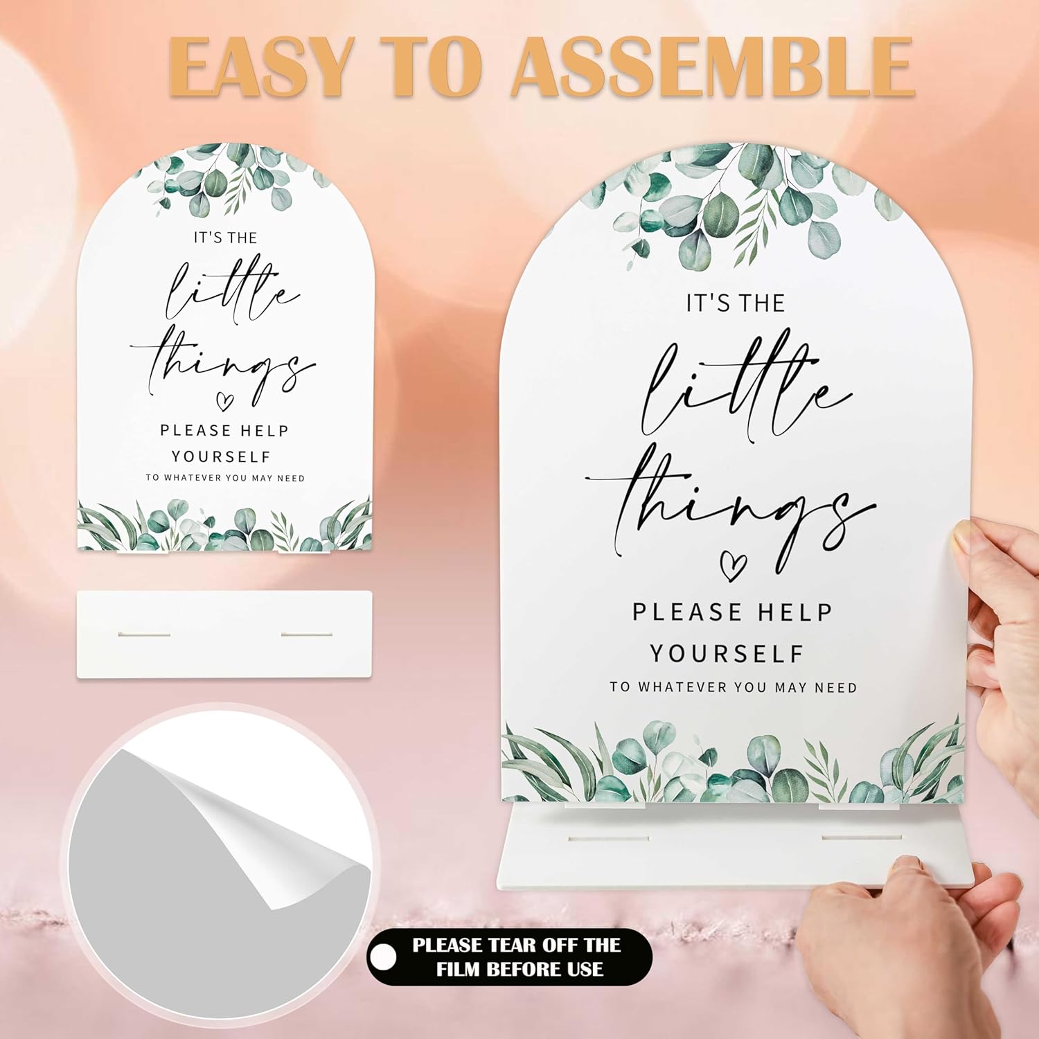 Elegant Greenery Wedding Sign with Holder