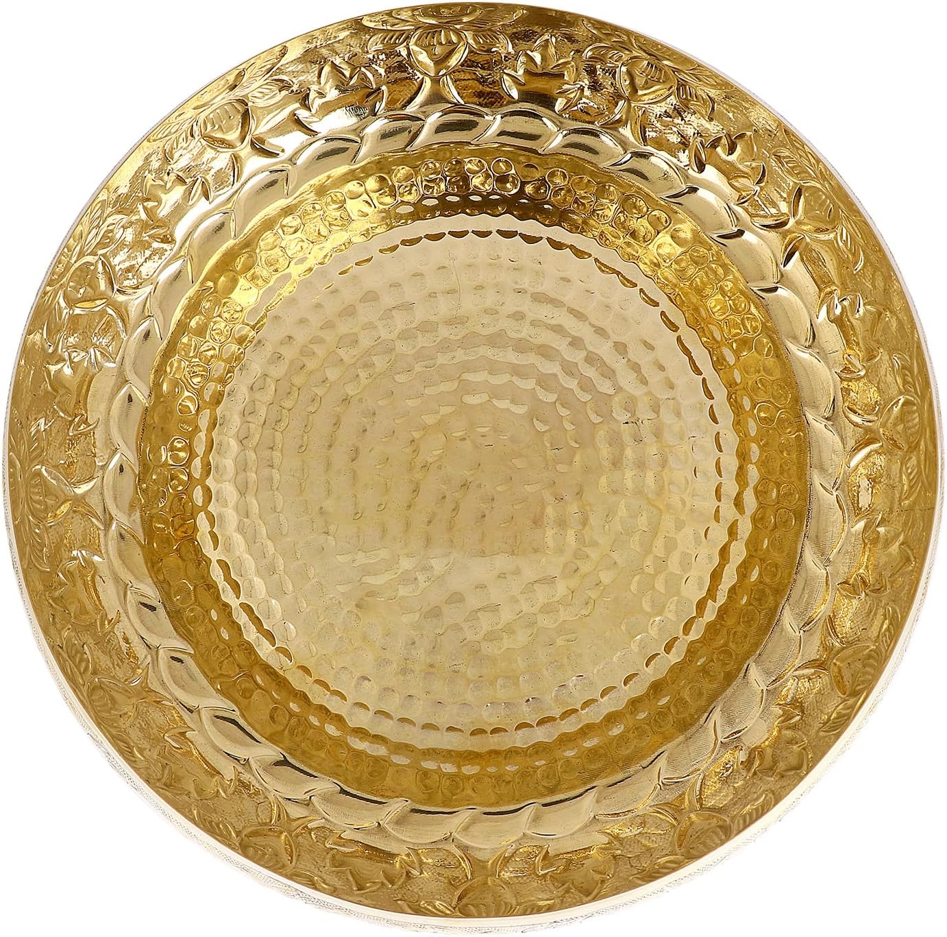 SATVIK Decorative 95 Inch Brass Urli with Floral Pattern
