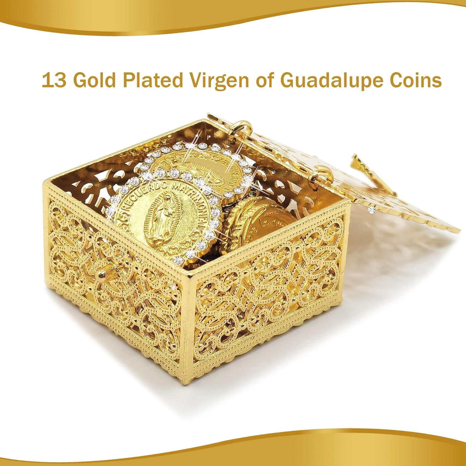 FANYX Wedding Arras Set with 13 Coins and Decorative Box