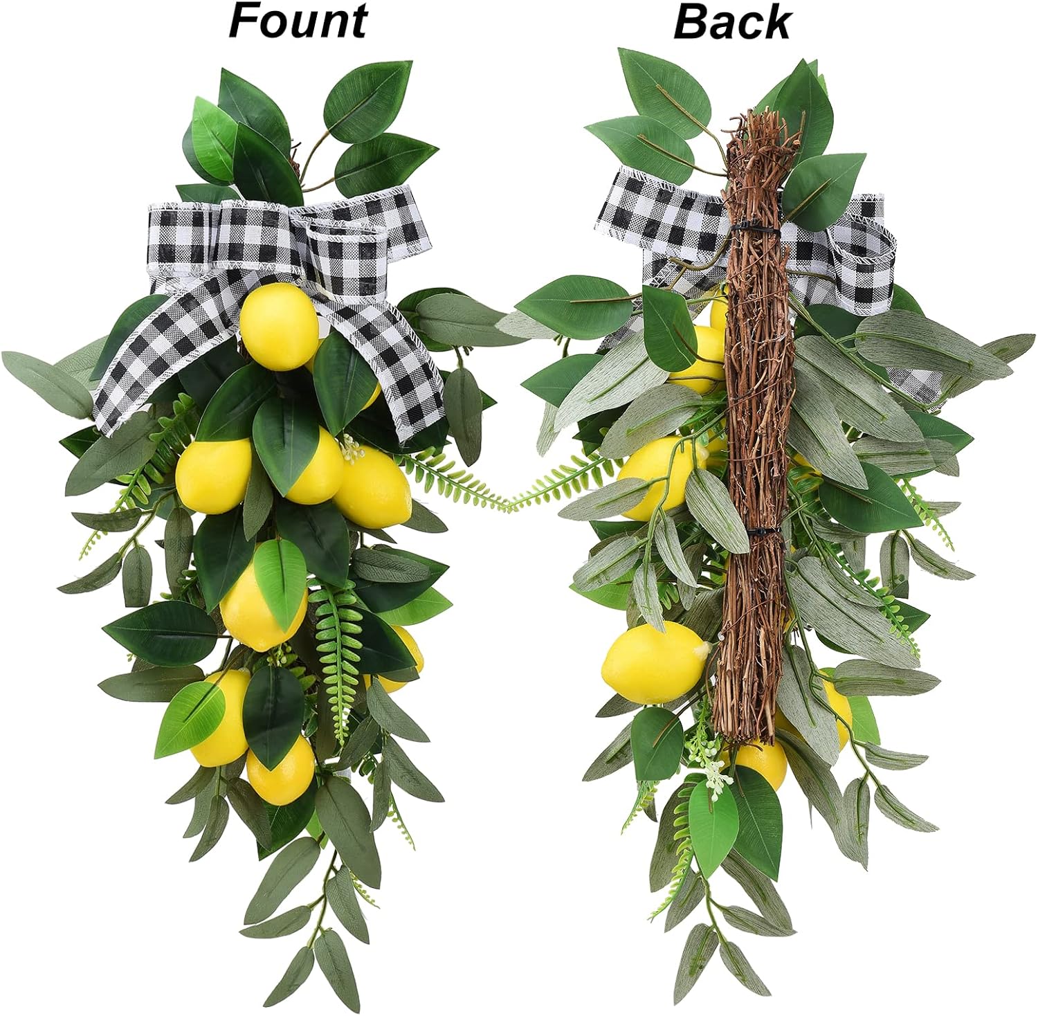 24 Inch Artificial Lemon Teardrop Swag for Front Door