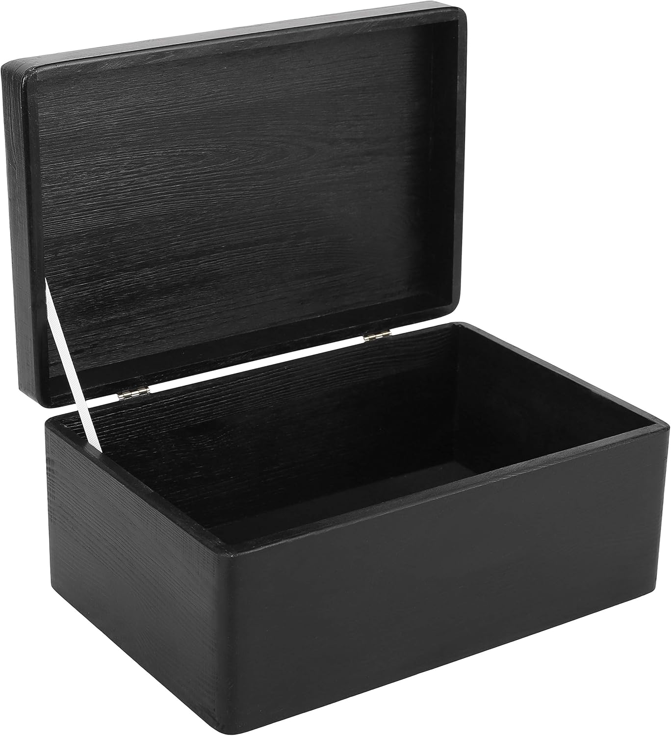 Large Black Wooden Storage Box with Hinged Lid