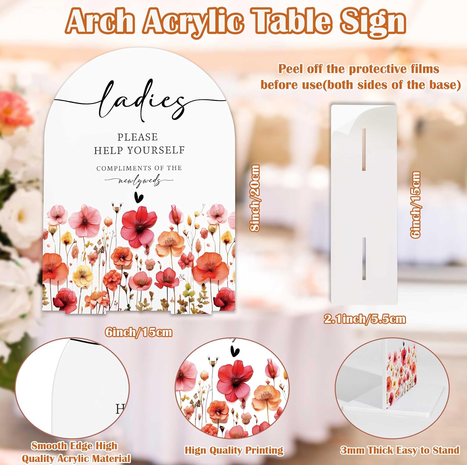 Wedding Bathroom Sign with Acrylic Base