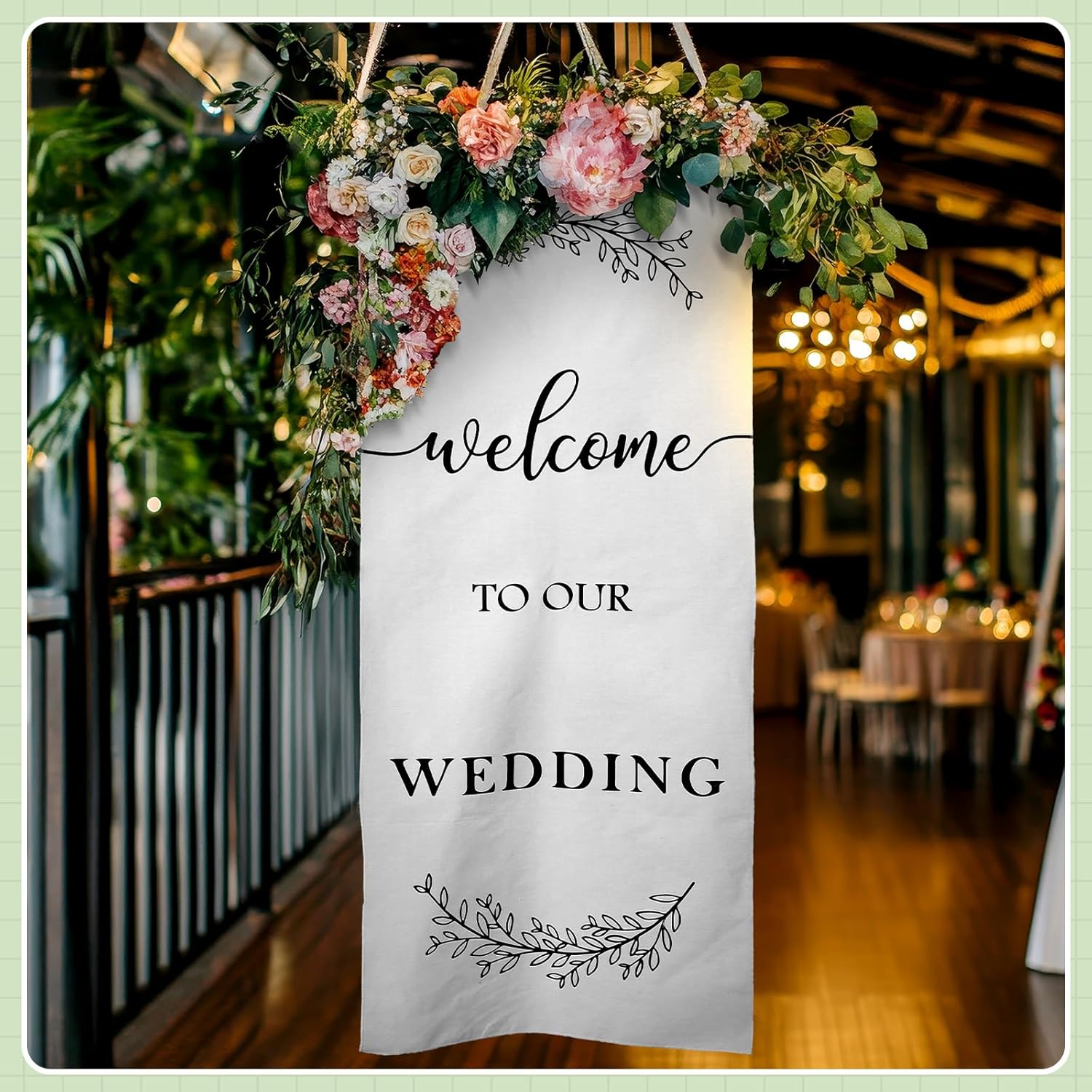 Yousoontic Rustic Wedding Welcome Sign Banner