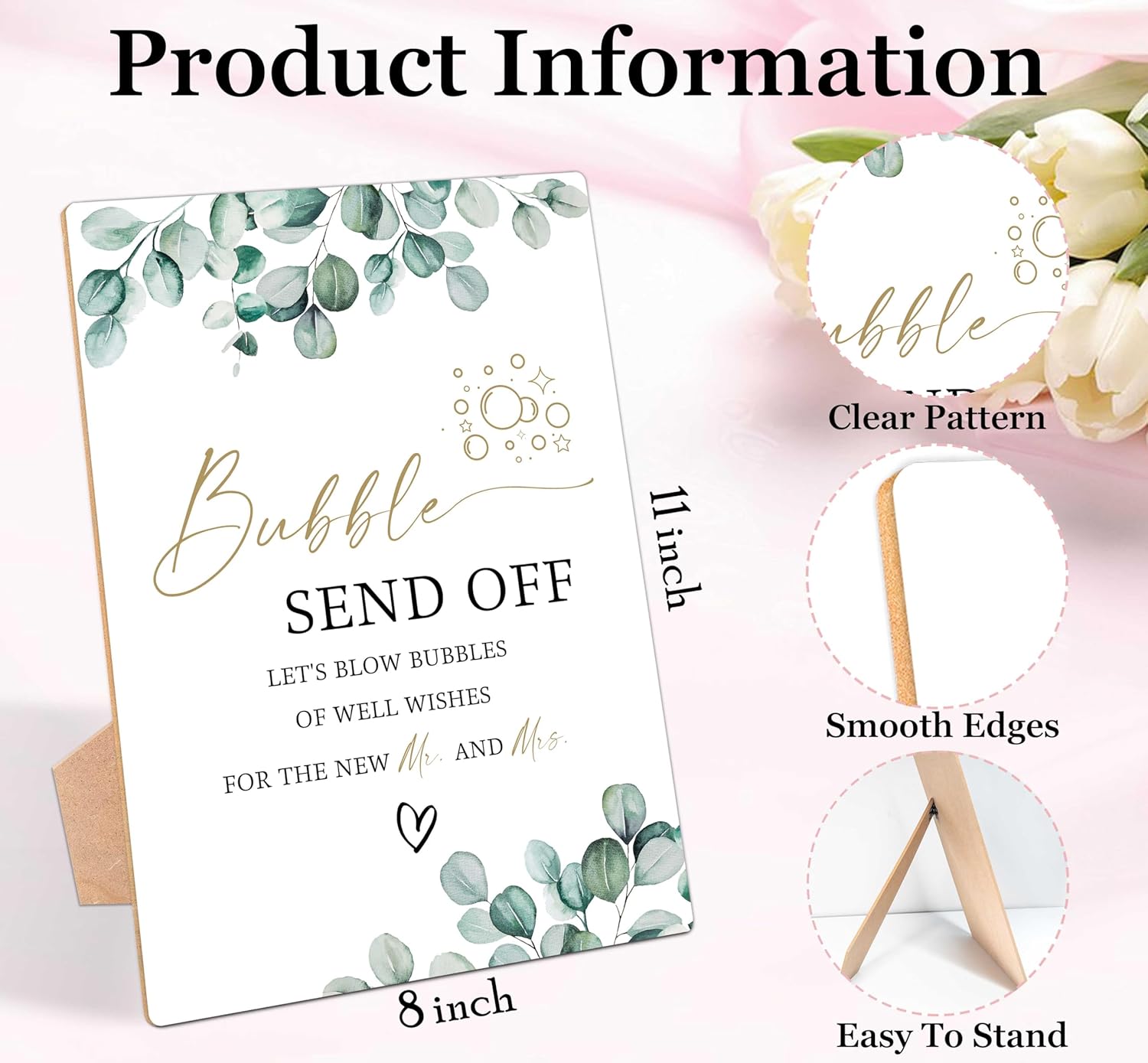 Bubble Send Off Sign Greenery Wedding Ceremony LD32