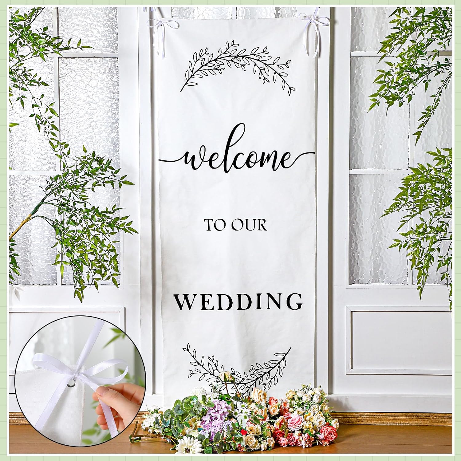 Yousoontic Rustic Wedding Welcome Sign Banner