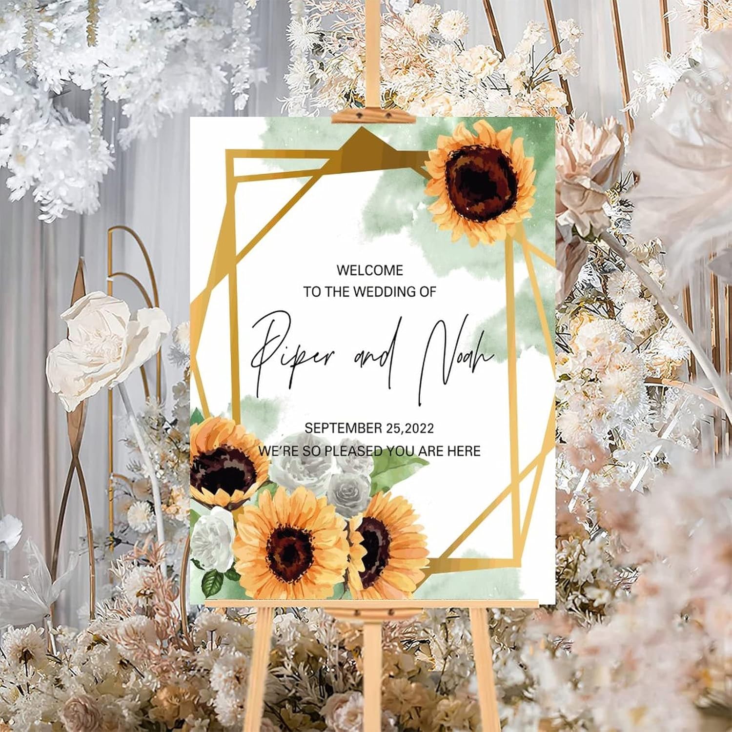 Alioyoit Wedding Welcome Sign with Sunflower Design