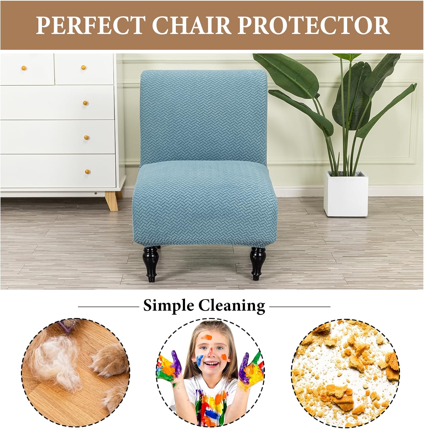 FUANGUI Armless Chair Cover Slipcover - Stretch Spandex for Living Room