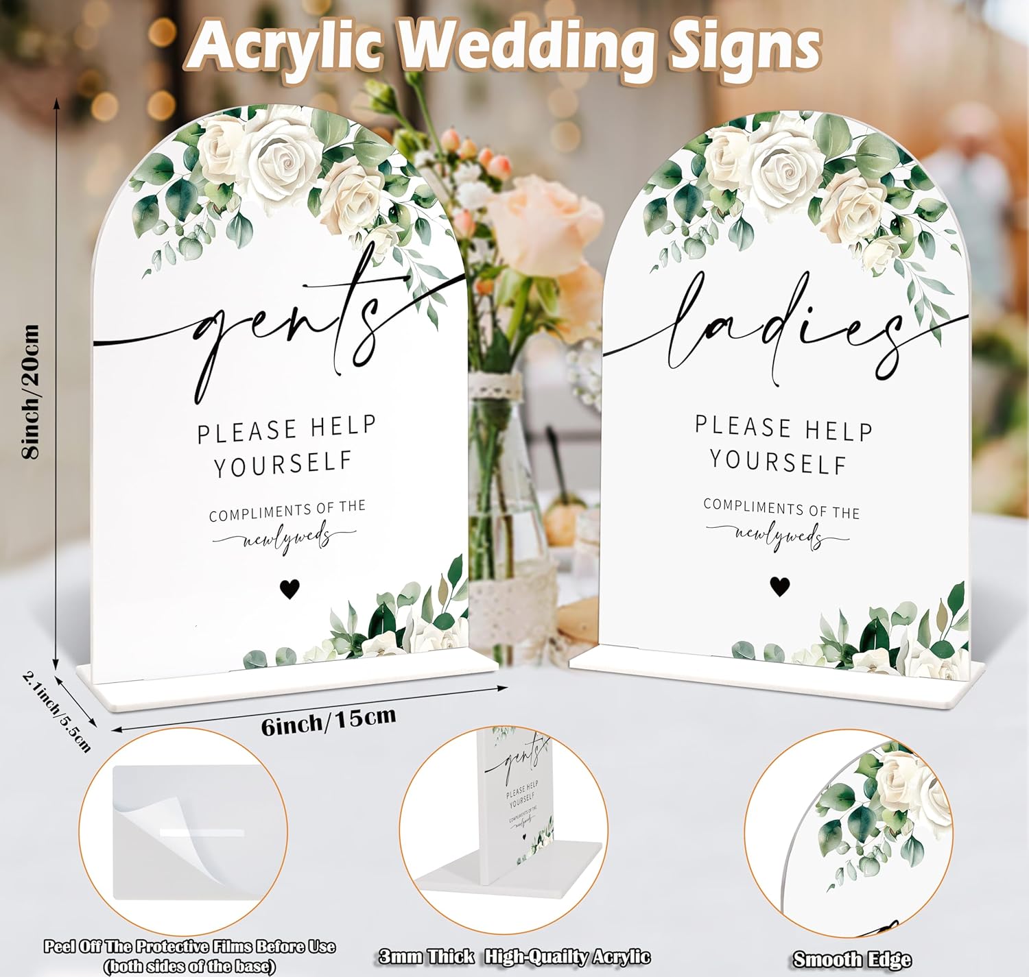 Wedding Bathroom Basket Supplies Acrylic Sign Set