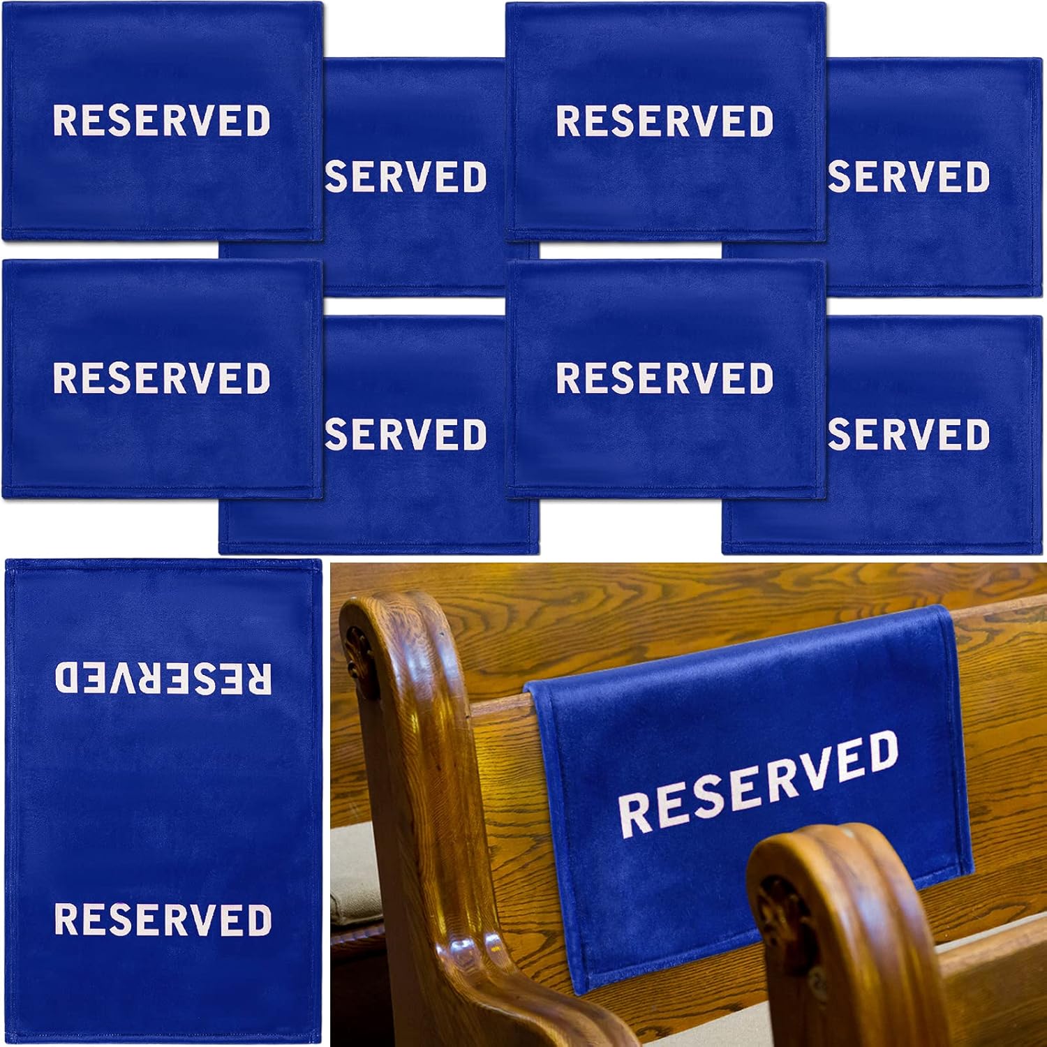 Tudomro Reserved Pew Signs Blue White 8 Pieces