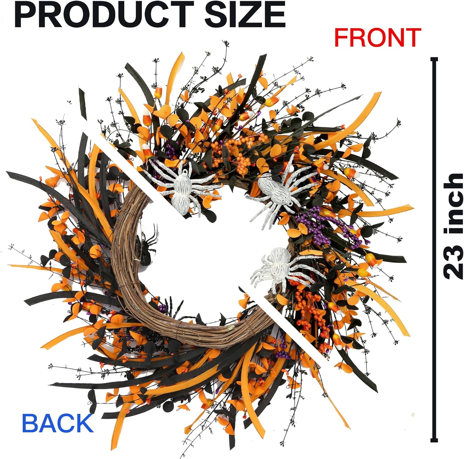 Sggvecsy Halloween Wreath 23 Inch Decor