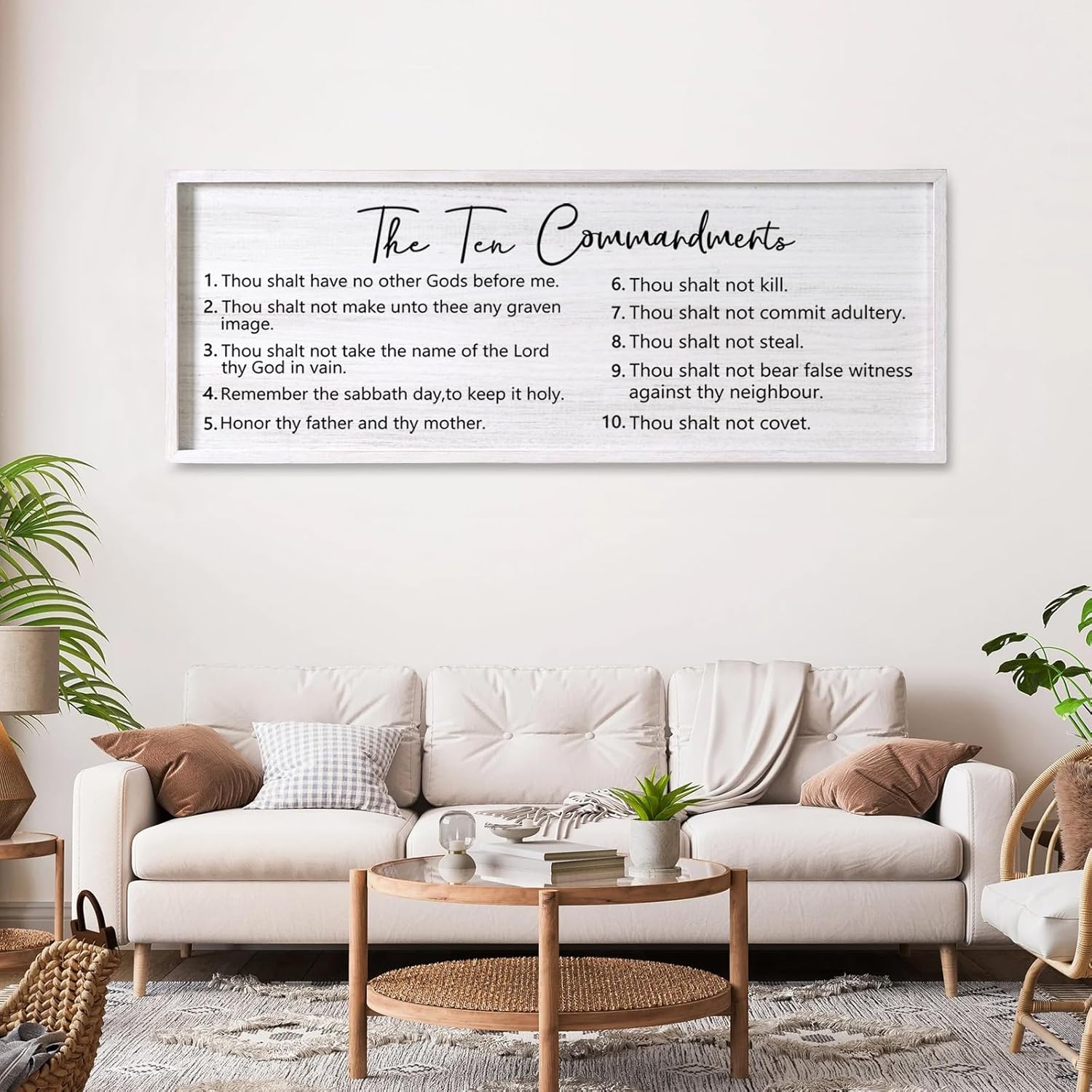 Homuvdok Ten Commandments Framed Wall Art 40x15
