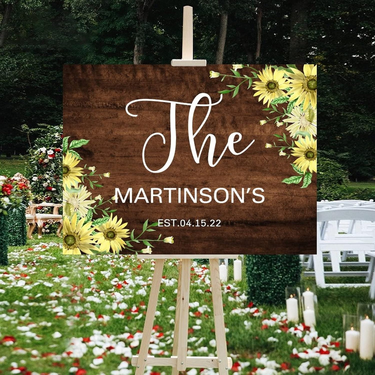 Alioyoit Custom Wedding Welcome Sign 12x16 Inch Brown Wood
