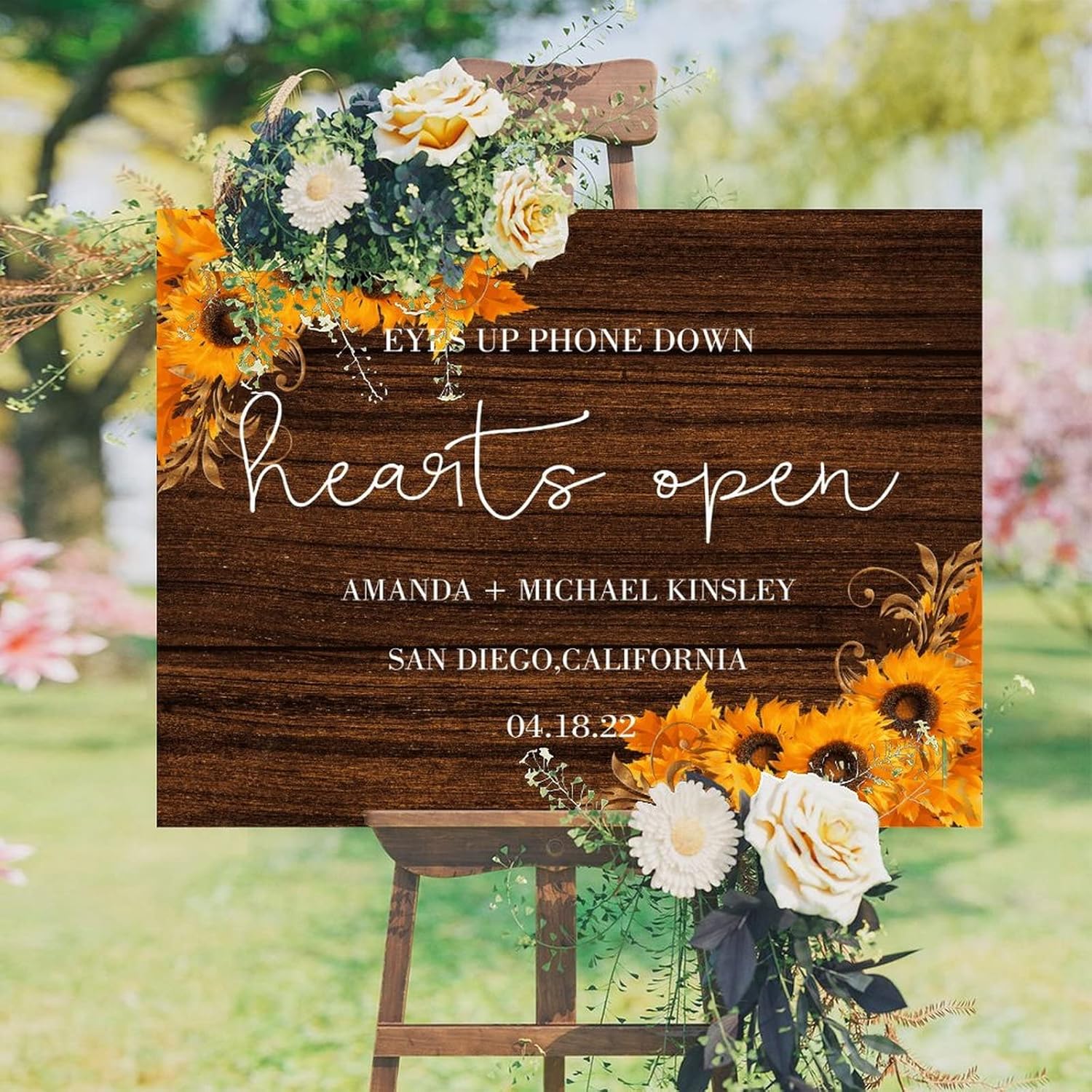 Personalized Wedding Welcome Sign with Sunflowers Design