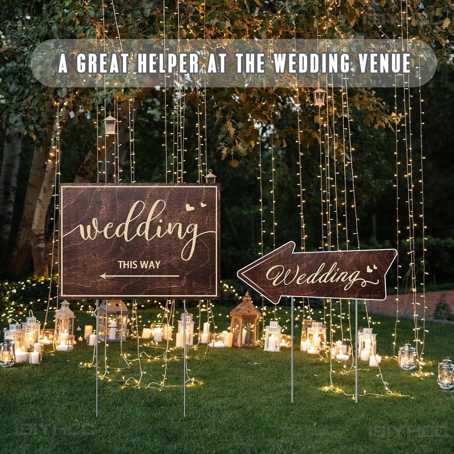9-Piece Wedding This Way Sign Kit with Stakes