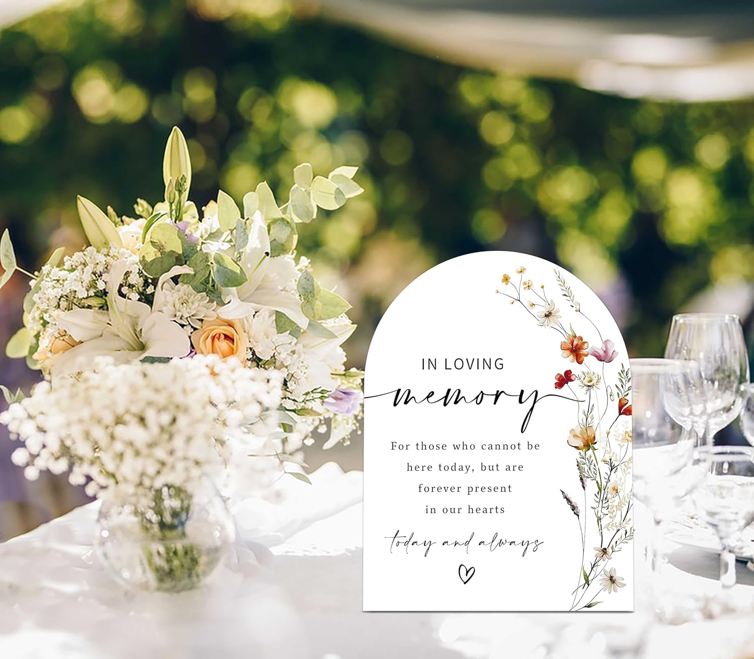 Wildflower In Loving Memory Wedding Sign With Stand