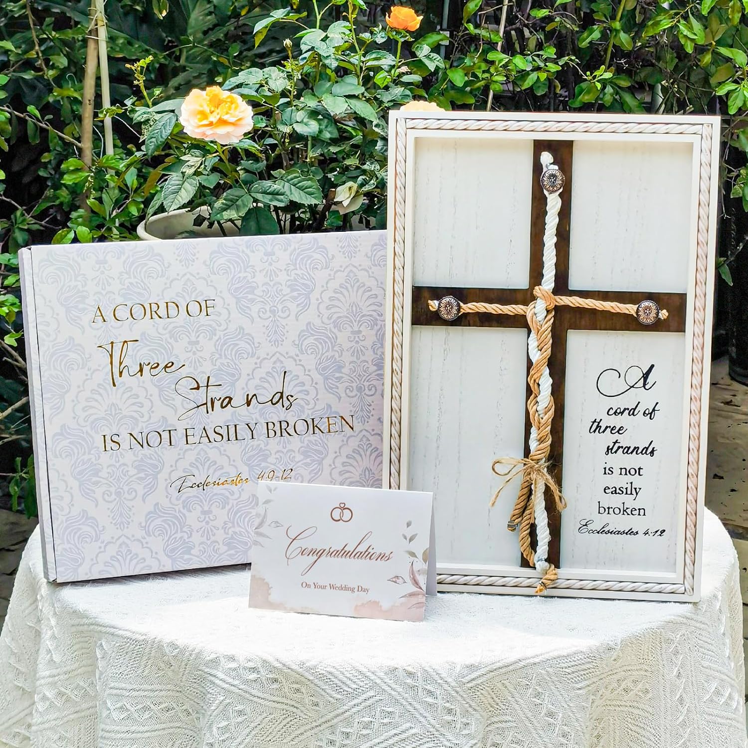 Three Strand Unity Wedding Cross Sign 10x15in