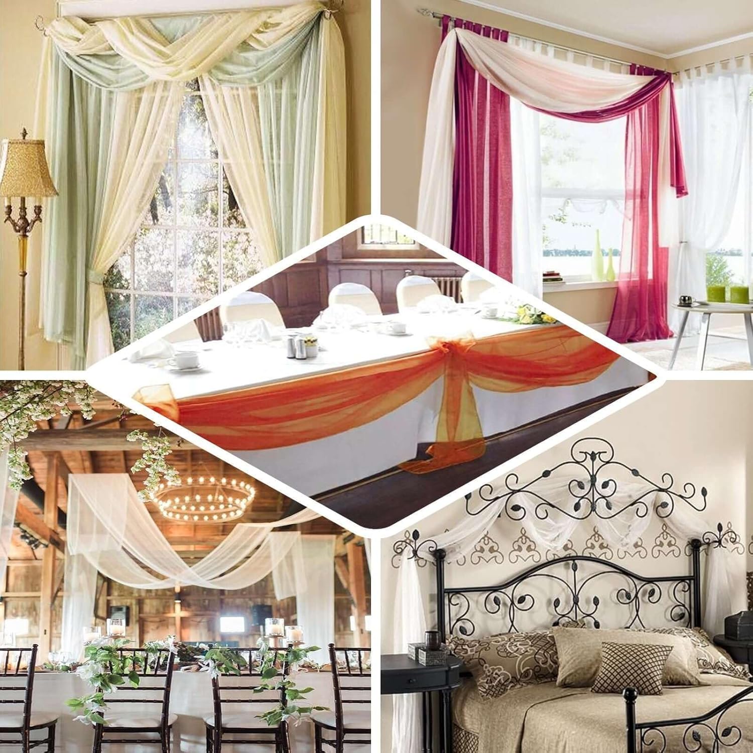 Efavormart 18 Ft Terracotta Sheer Organza Curtain Panels