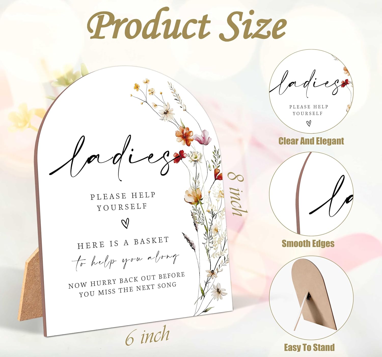 2 Pack Wildflower Bathroom Basket Wedding Signs