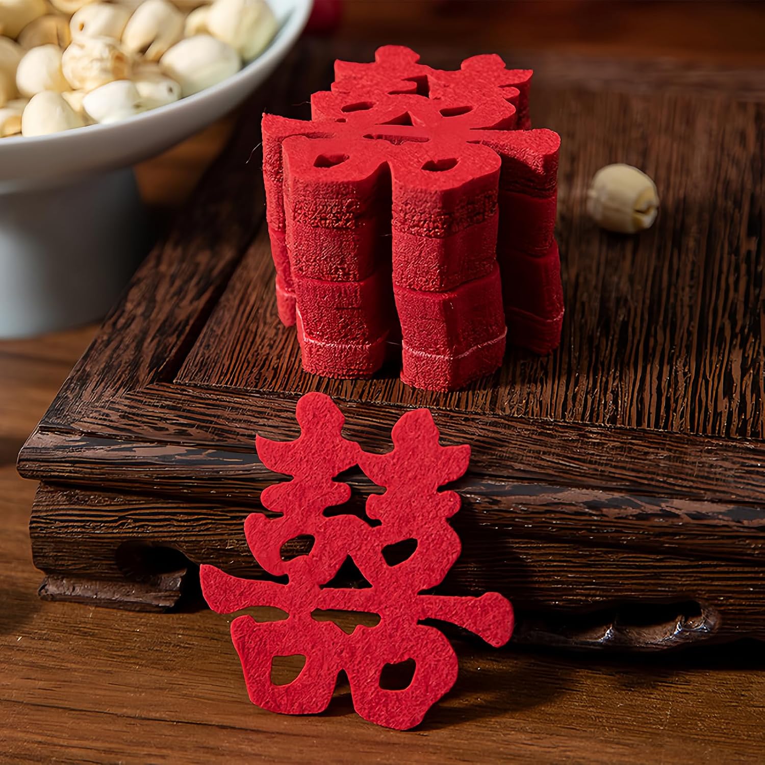 30pcs Traditional Shape Mini Double Happiness Wedding Decorations