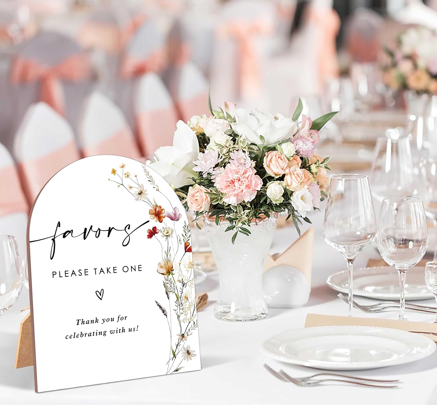 Wildflower Wedding Favor Sign with Stand