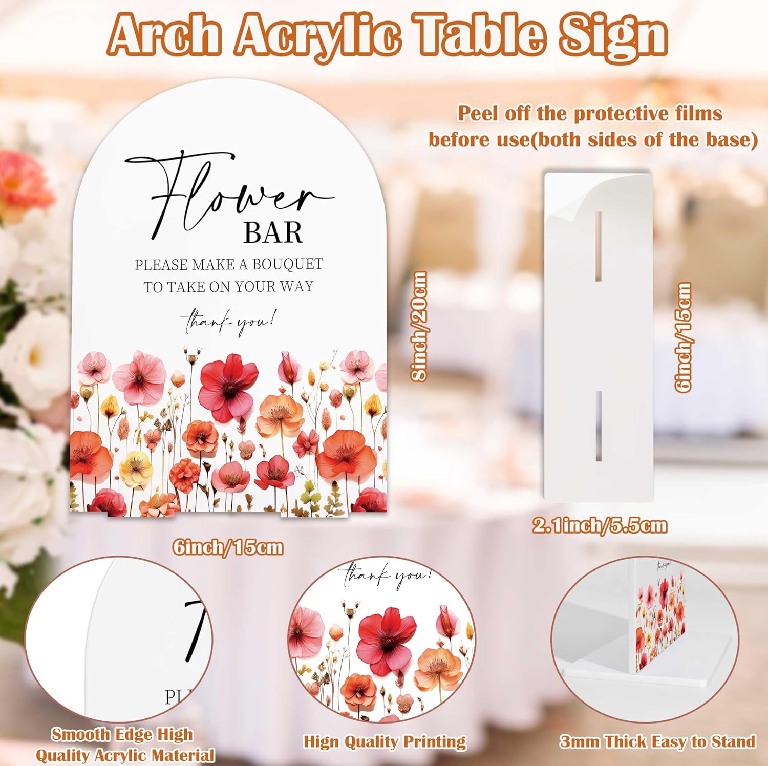 Floral Bar Sign for Wedding Reception and Ceremony