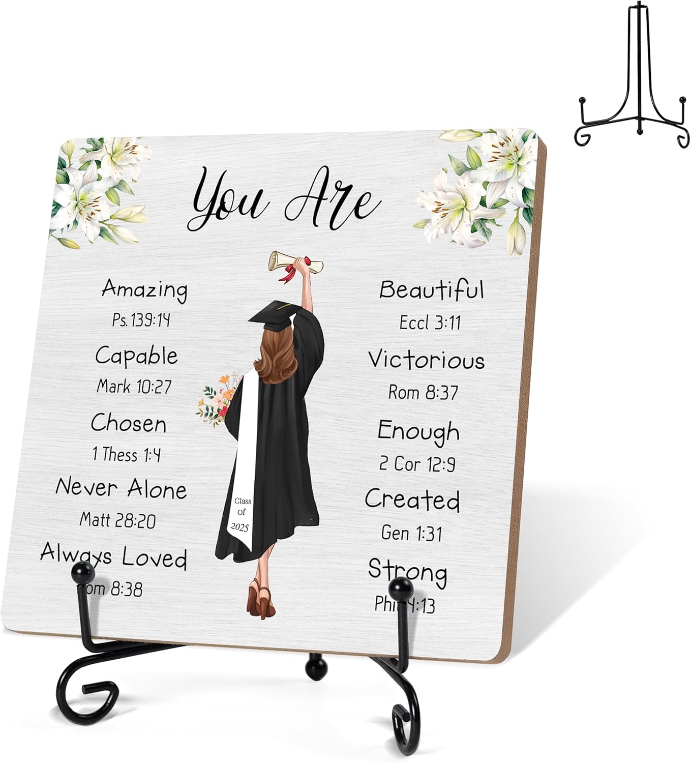 Graduation Wood Sign With Iron Stand Christian Decorations
