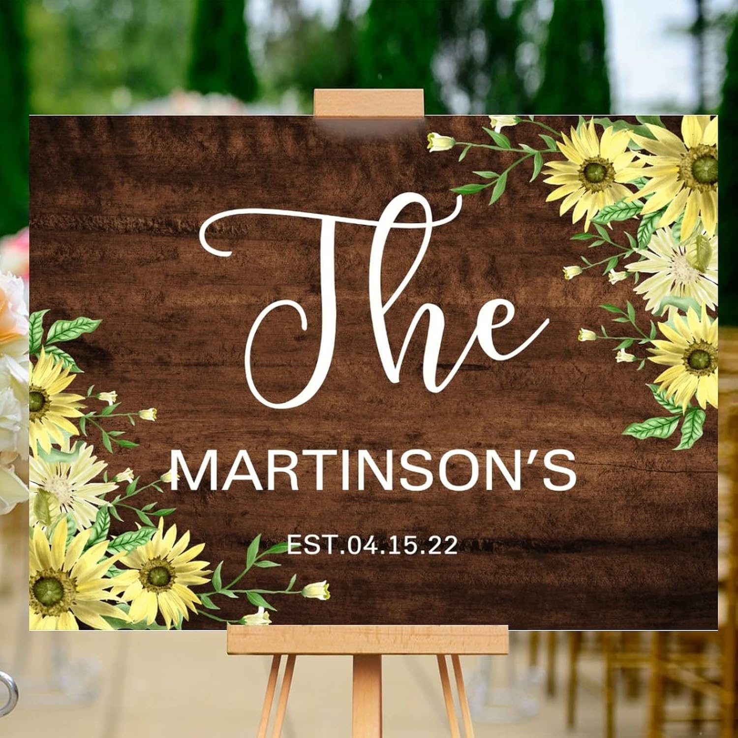 Alioyoit Custom Wedding Welcome Sign 12x16 Inch Brown Wood