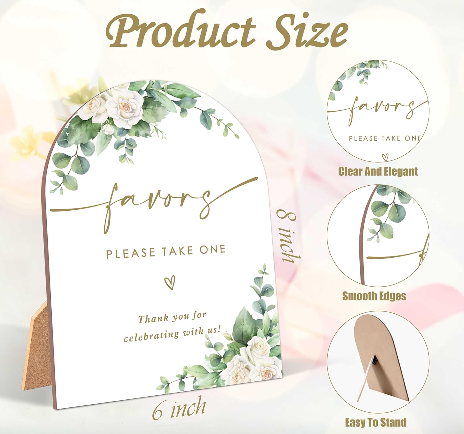 White Rose Wedding Arch Sign with Stand