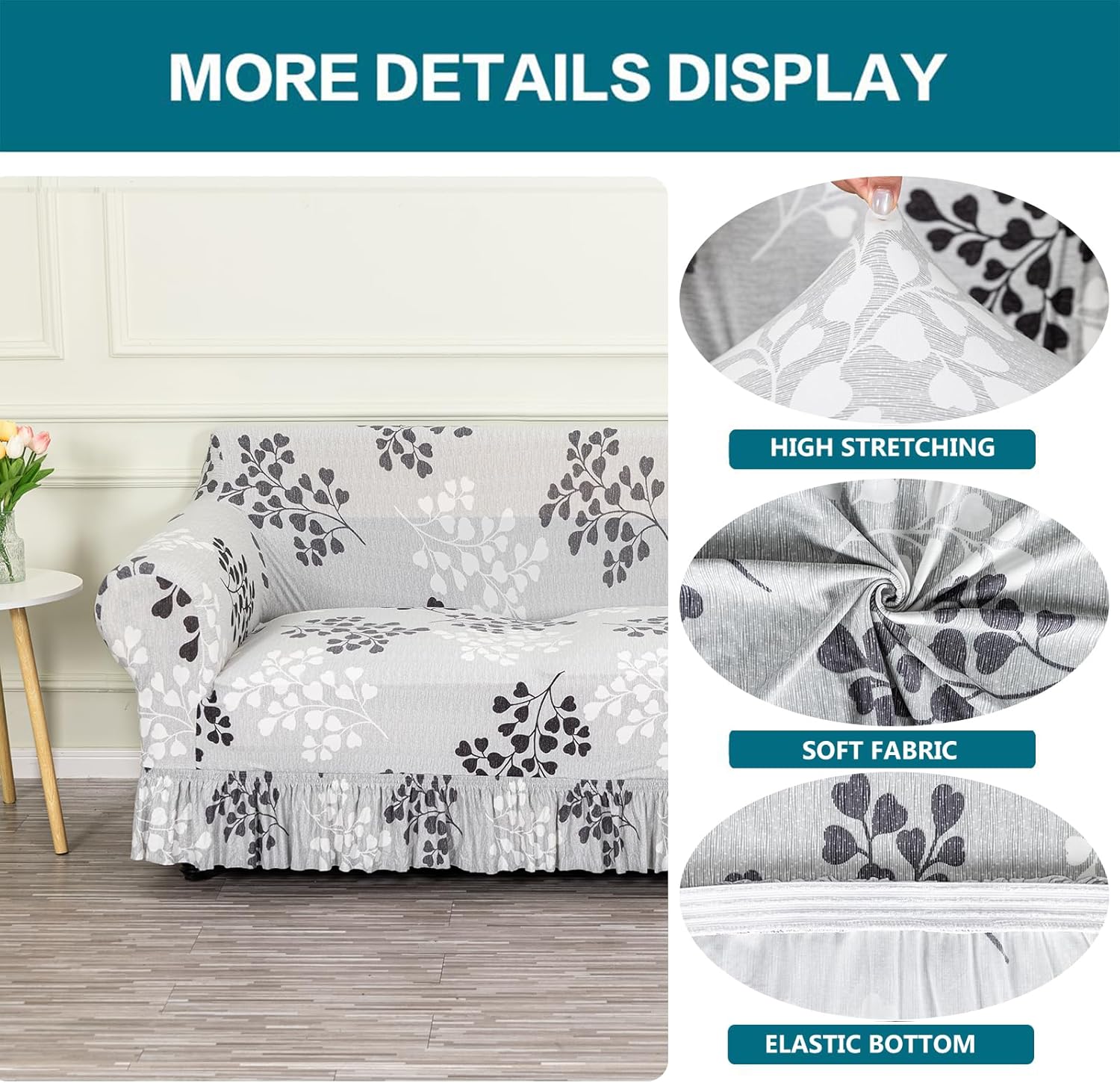 KRFOONN Stretchable Armchair Cover with Skirt