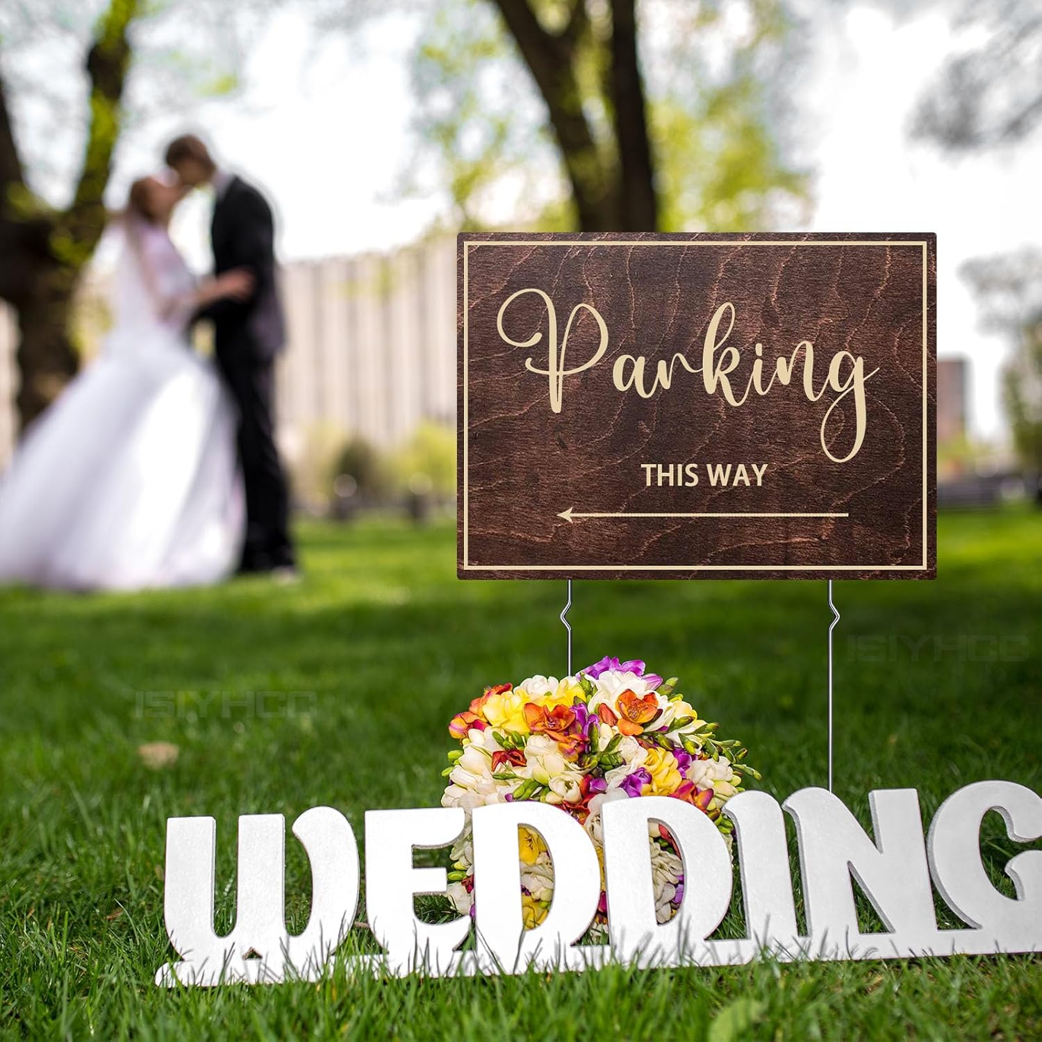 9-Piece Wedding This Way Sign Kit with Stakes