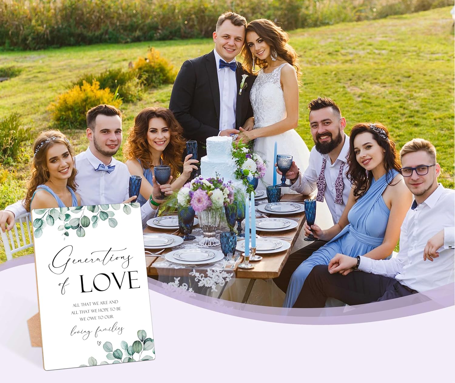 Generations Of Love Sign Wooden Wedding Decor with Stand