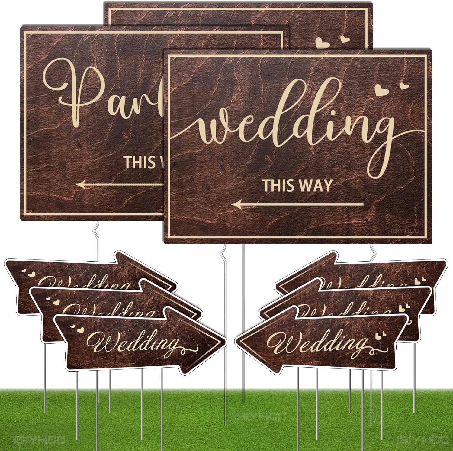 9-Piece Wedding This Way Sign Kit with Stakes
