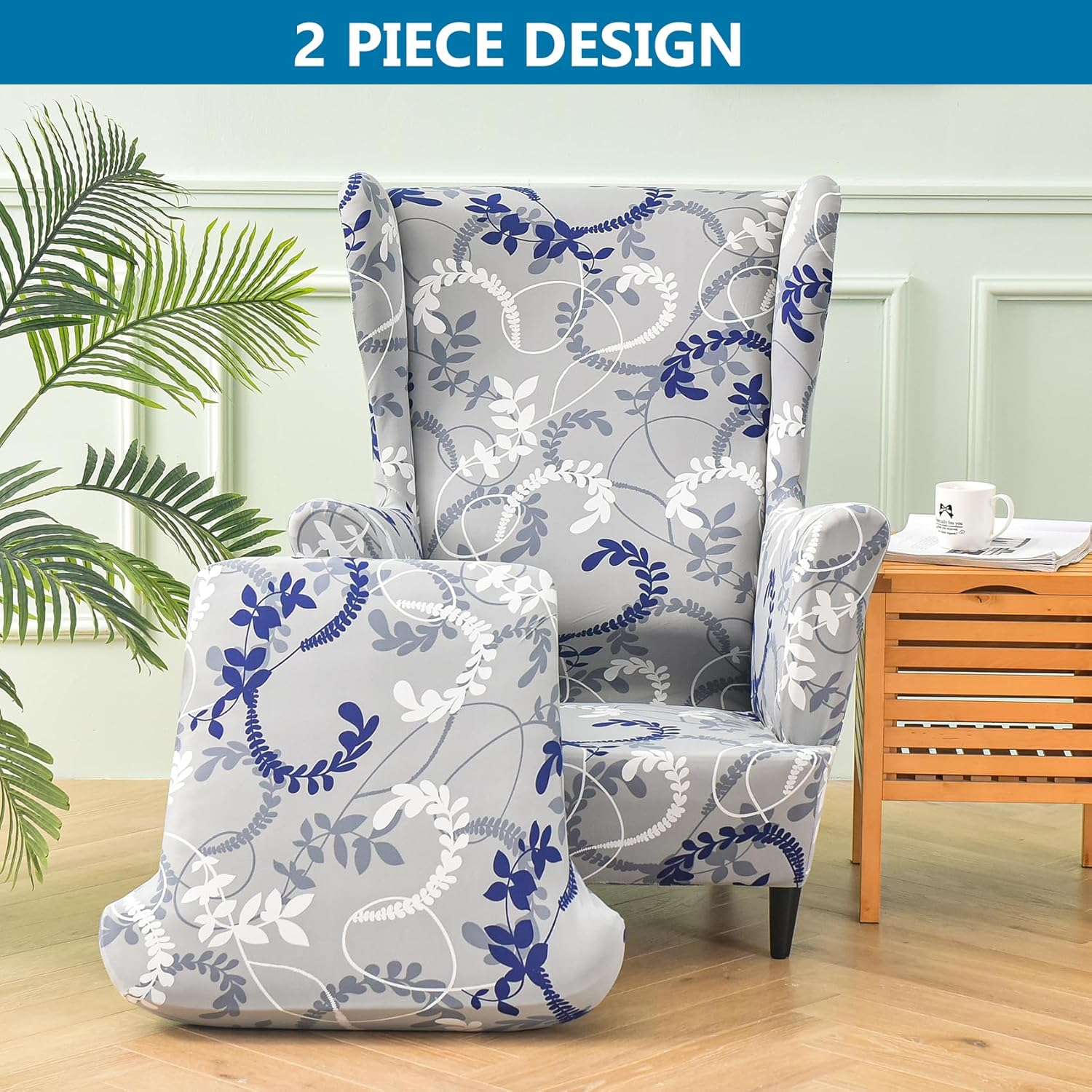Stretch Spandex Wingback Chair Slipcovers 2 Piece