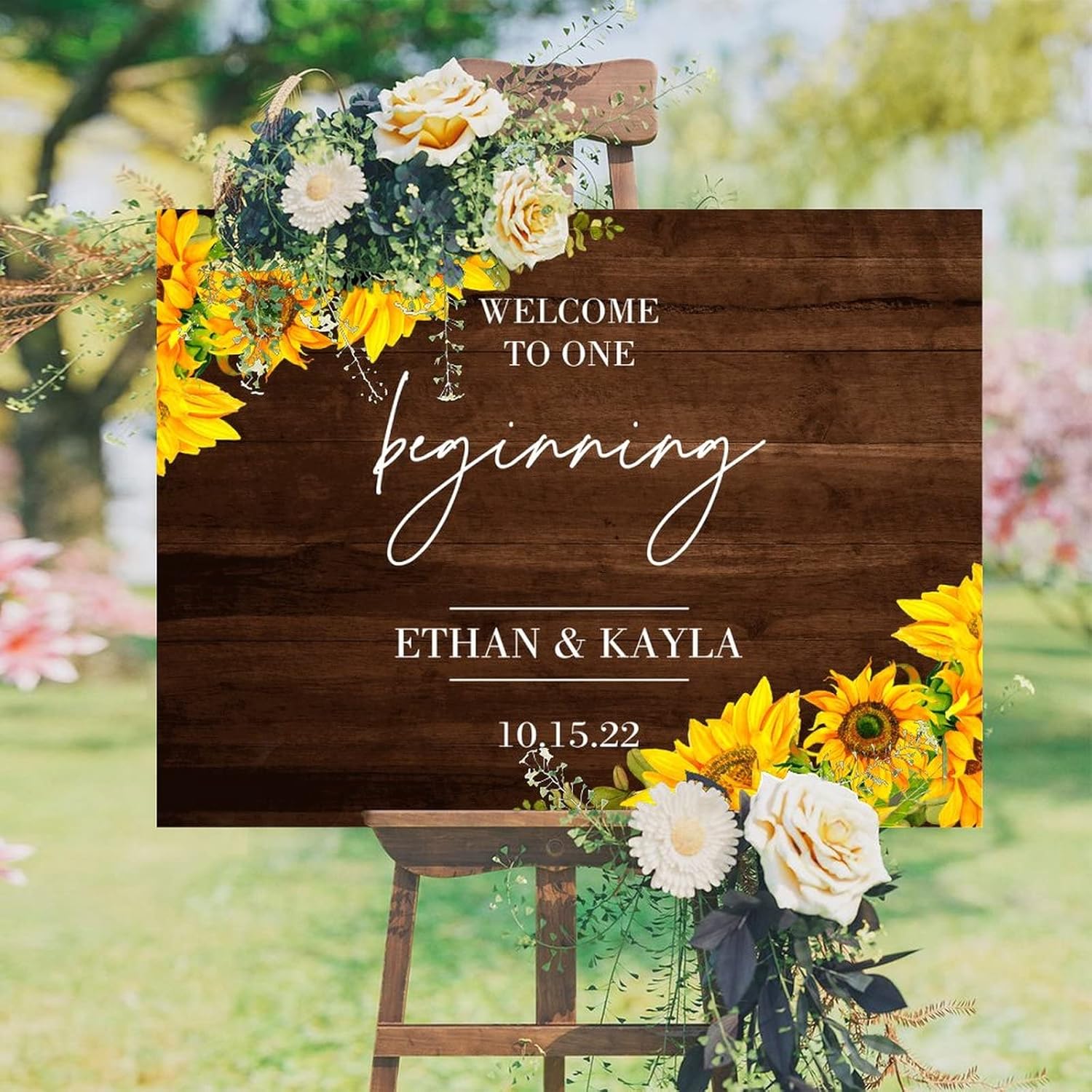 Alioyoit Wedding Welcome Sign with Sunflowers Design