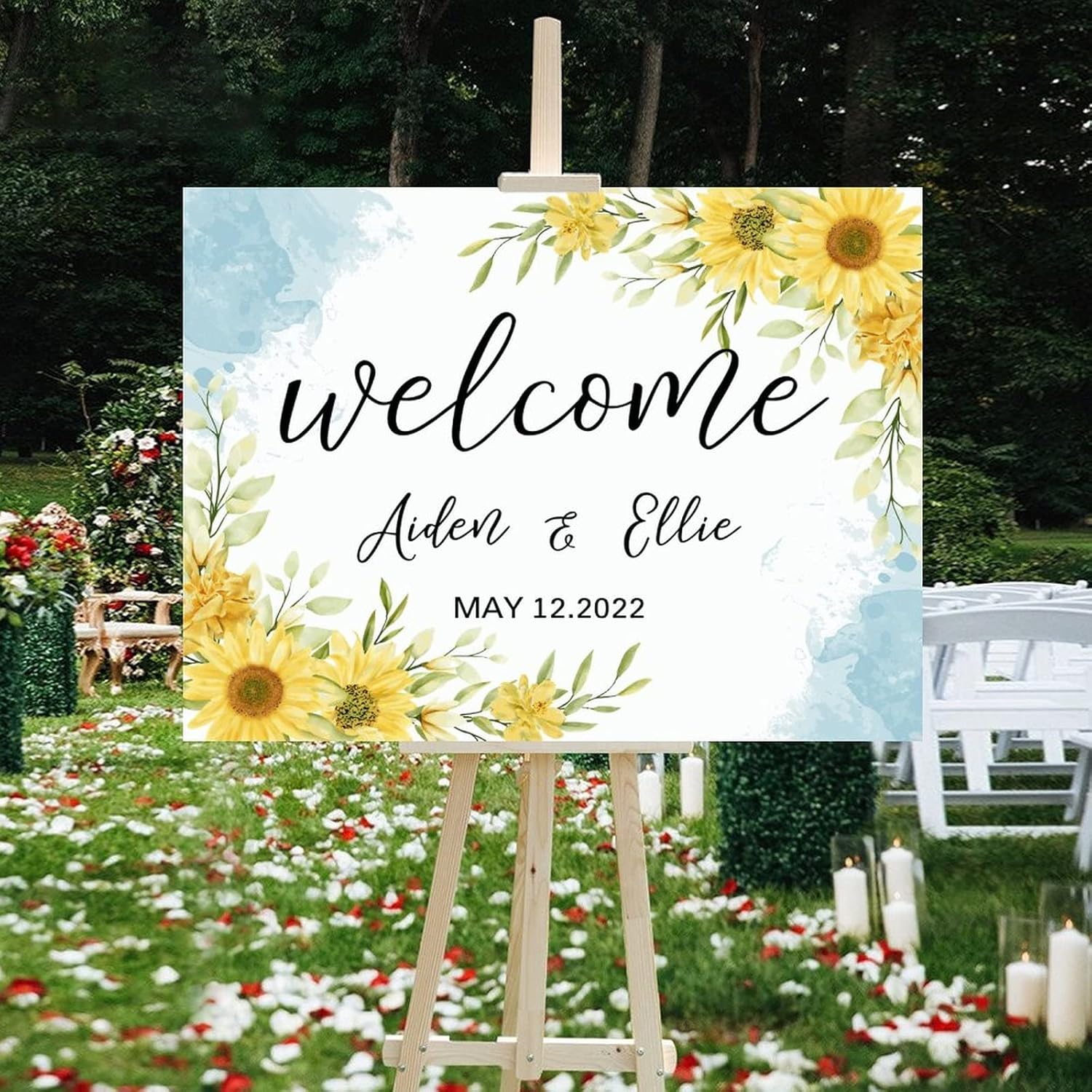Alioyoit Customizable Wedding Welcome Sign 12x16 Inch 1