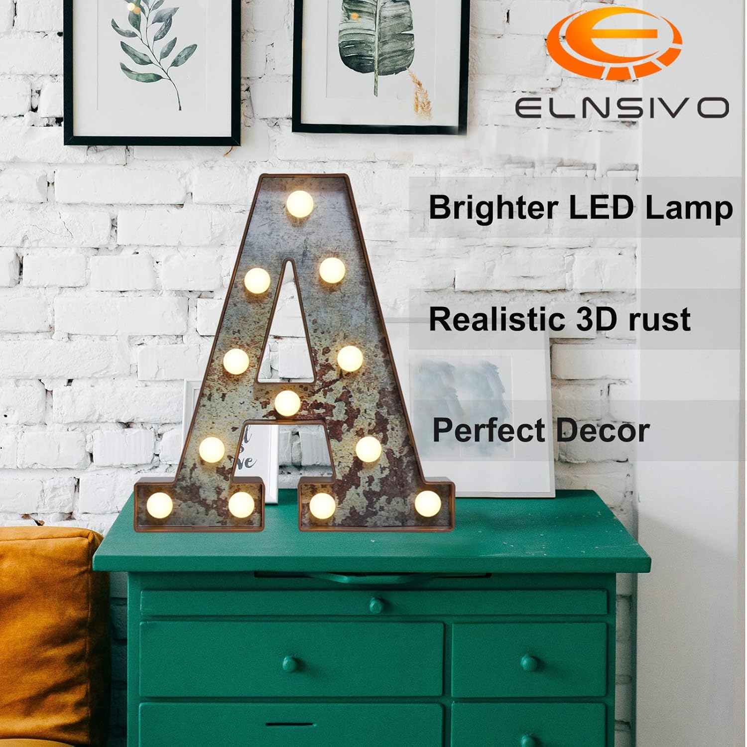 LED Marquee Letter with Rust Metal Effect