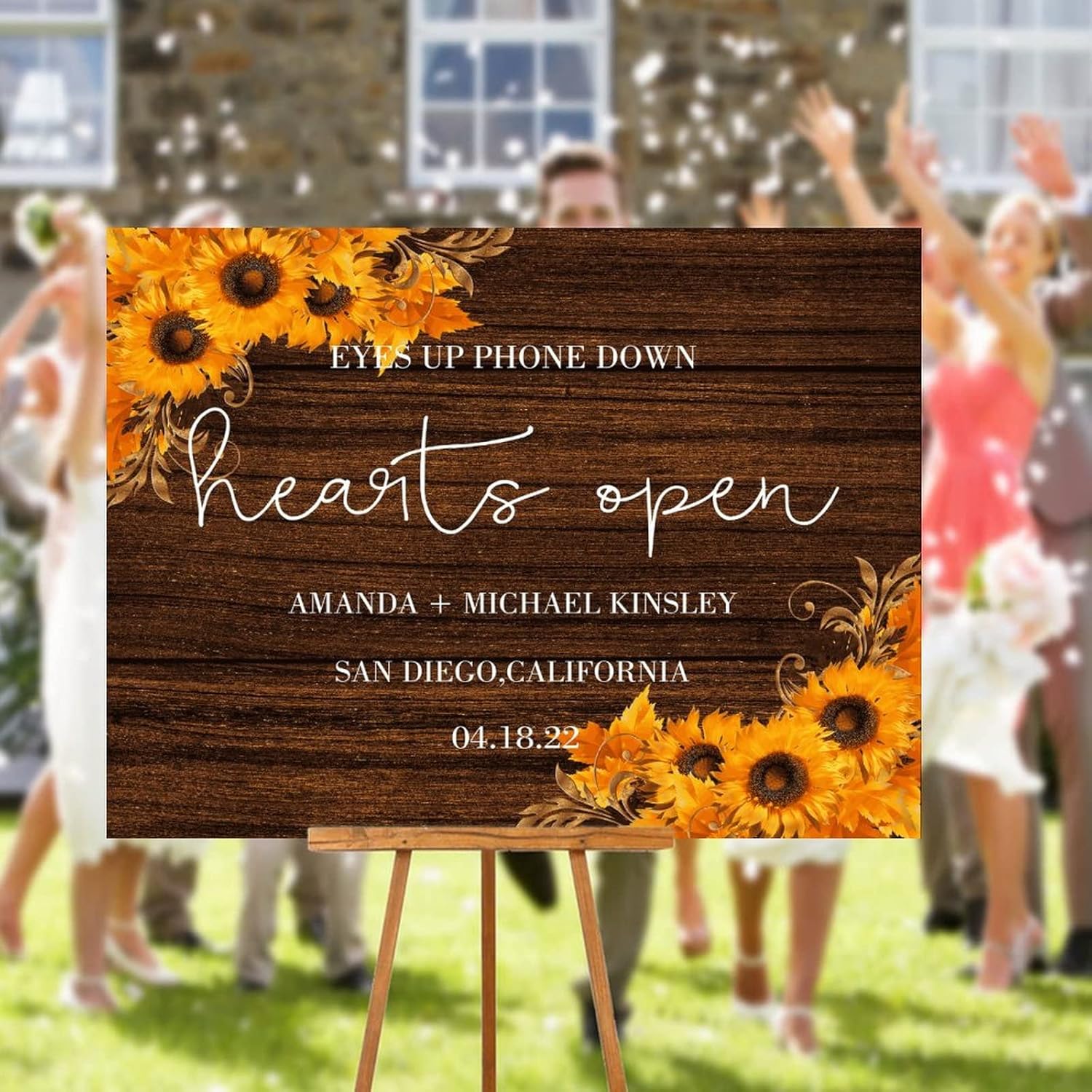 Personalized Wedding Welcome Sign with Sunflowers Design