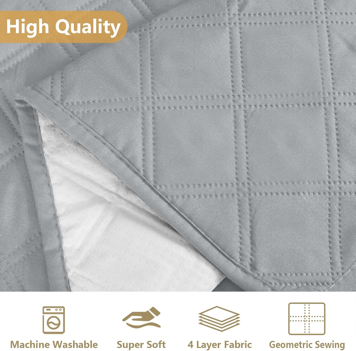 HDCAXKJ L Shape Sofa Cover 4 Pc Set Silvery Gray
