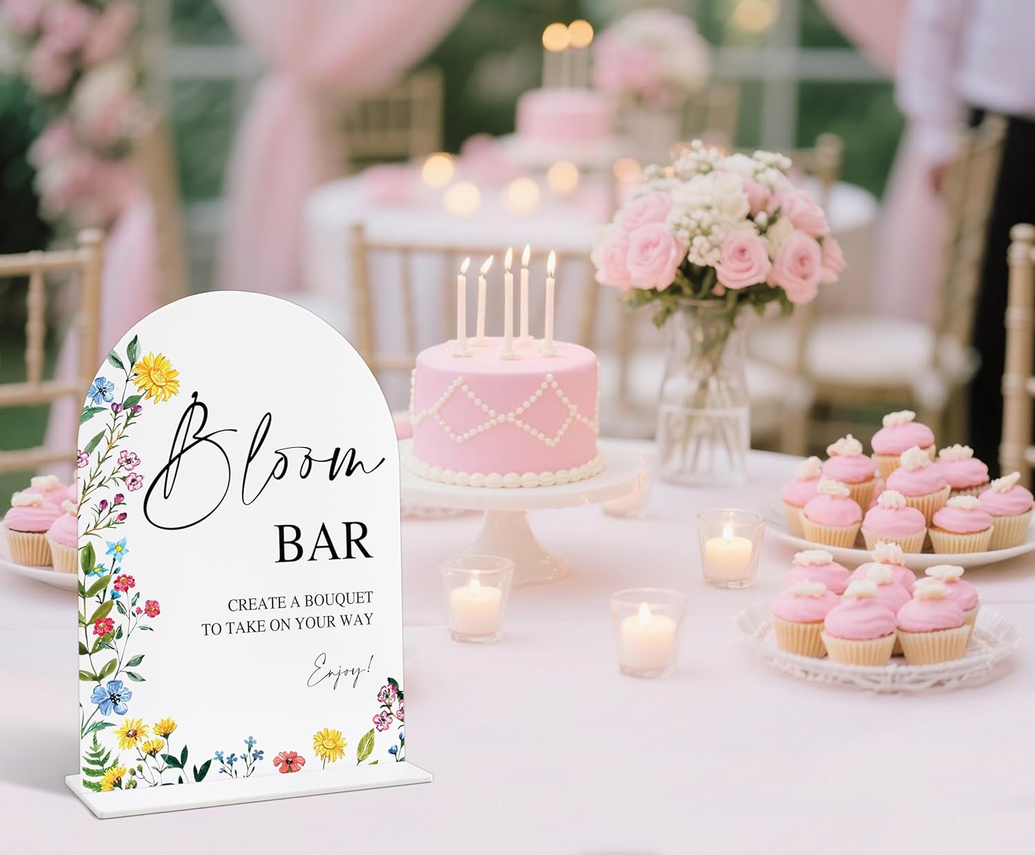 Bloom Bar Sign Acrylic Wedding Decor with Base