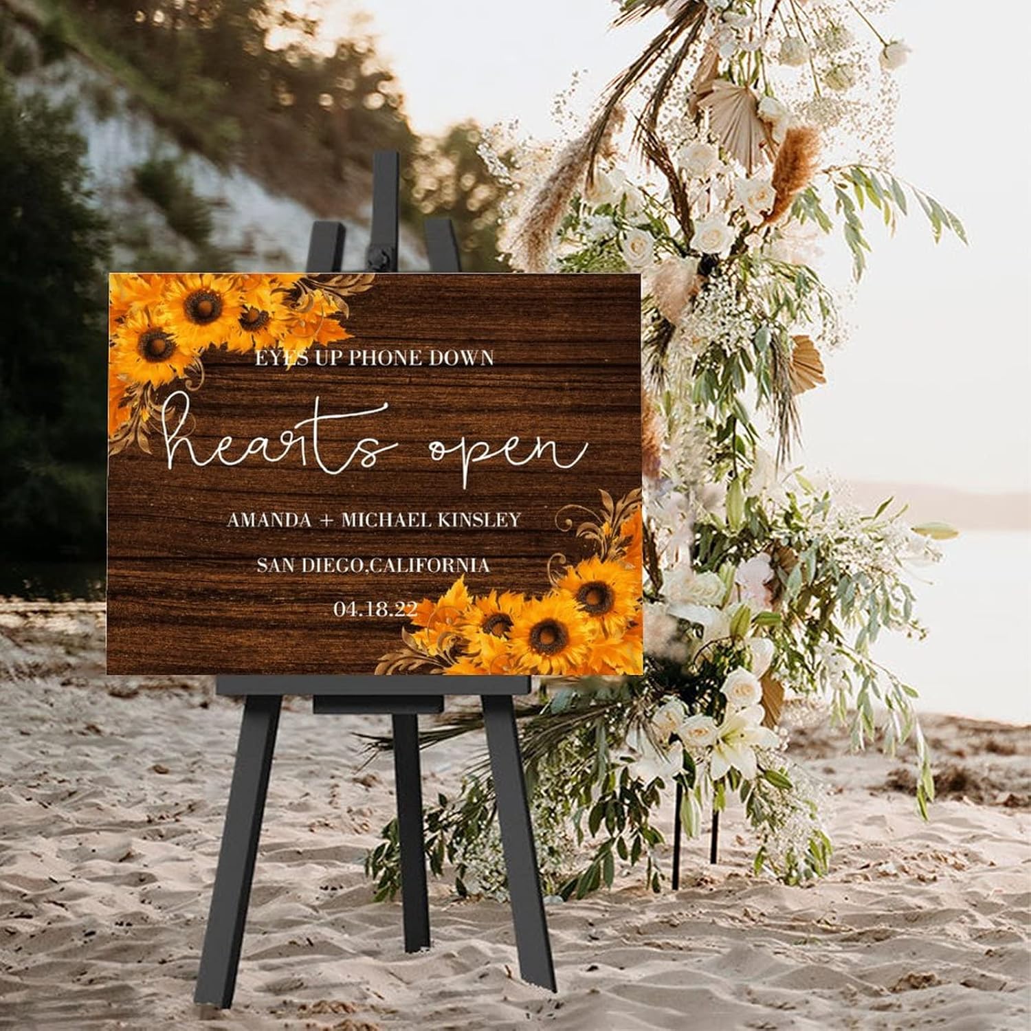 Personalized Wedding Welcome Sign with Sunflowers Design