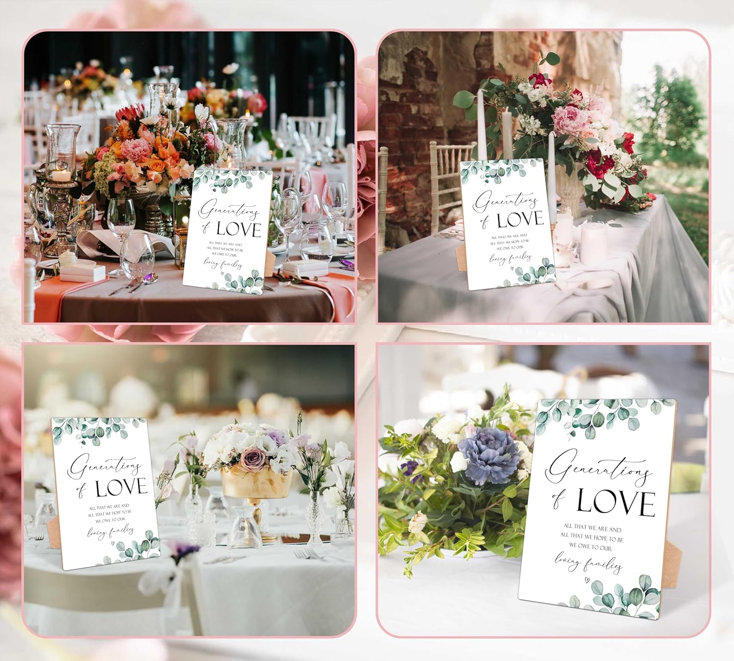 Generations Of Love Sign Wooden Wedding Decor with Stand