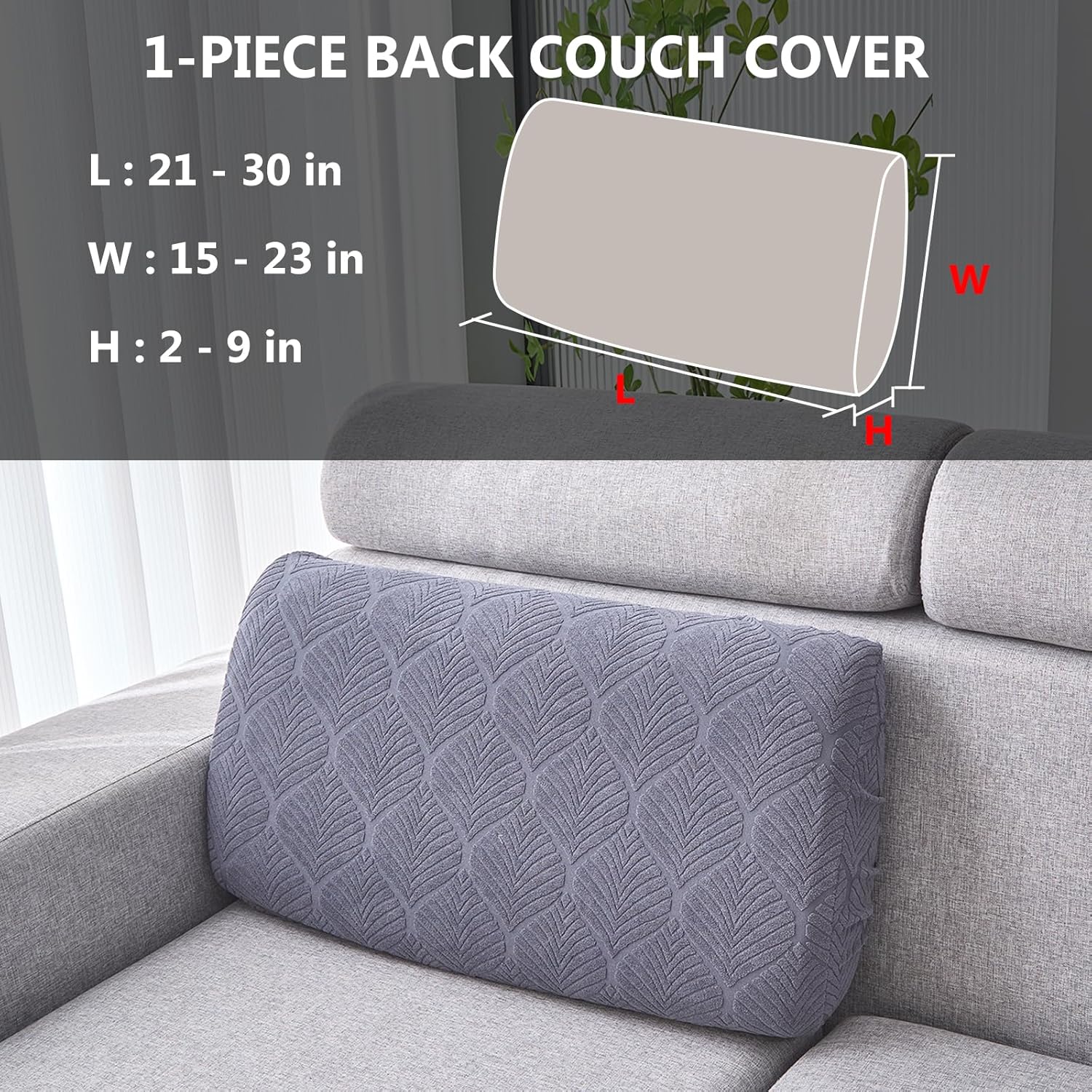 Genina Waterproof Couch Cushion Cover - Stretch Fit 1 Piece Dark Gray