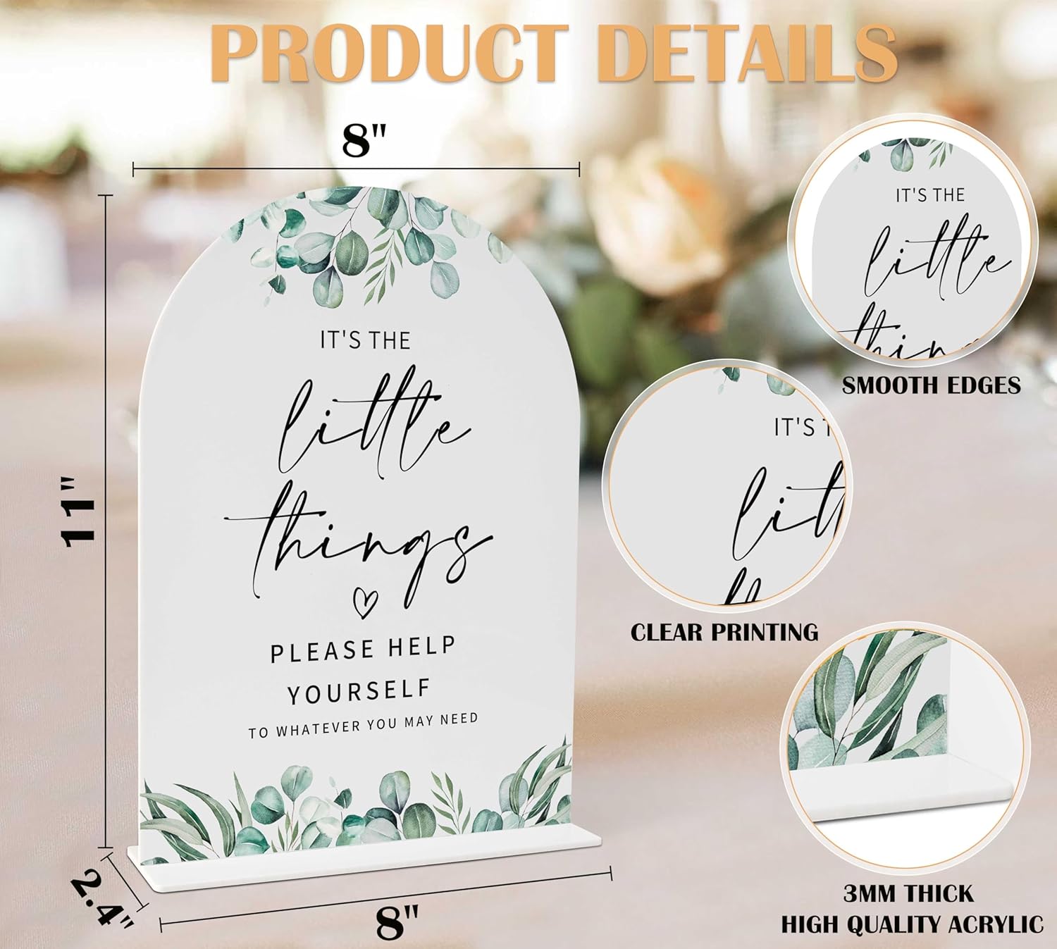 Elegant Greenery Wedding Sign with Holder