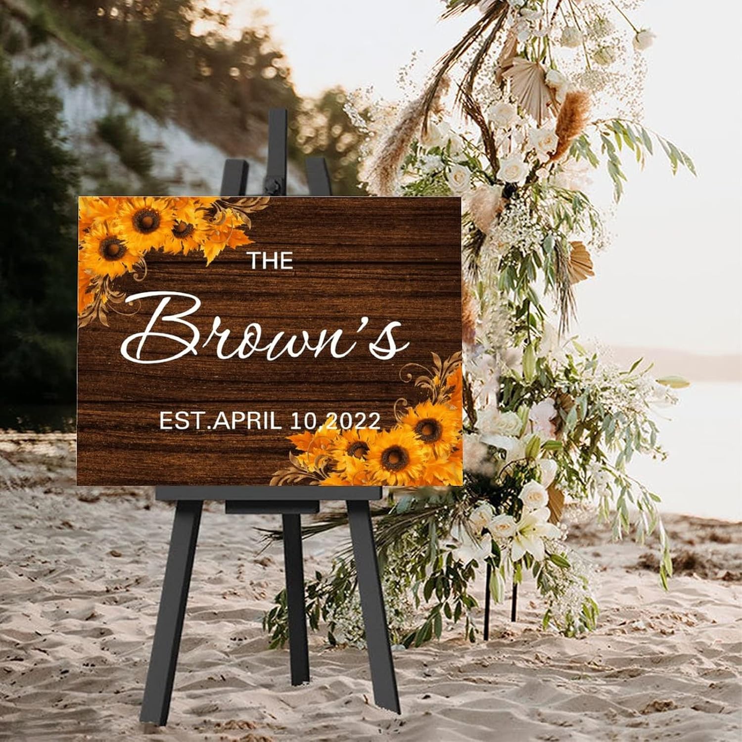 Custom Wedding Welcome Sign with Sunflowers 12x16 Inch