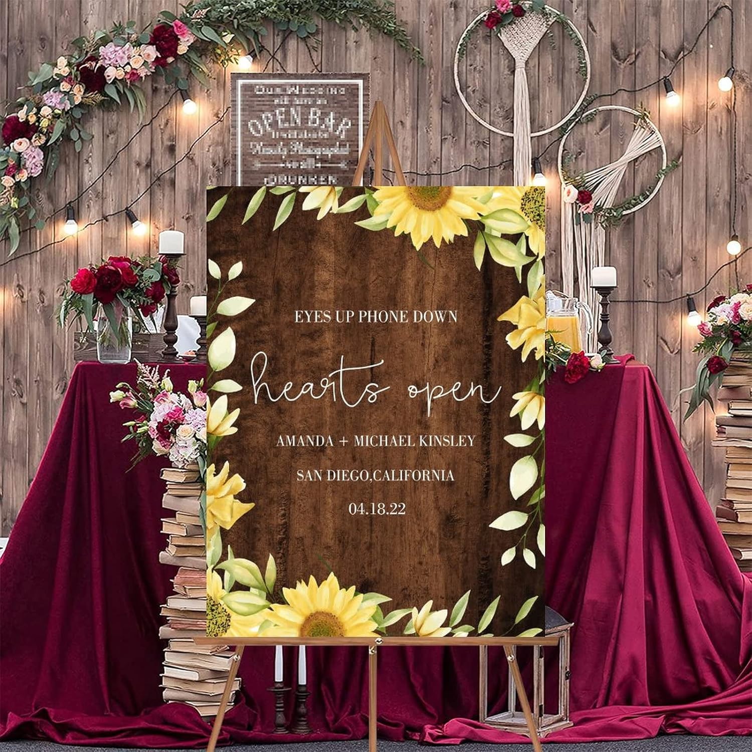 Alioyoit Wedding Welcome Sign Brown Wood 12x16 Inch