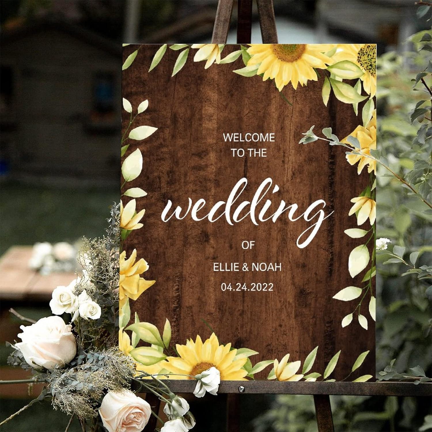 Alioyoit Rustic Wood Wedding Welcome Sign